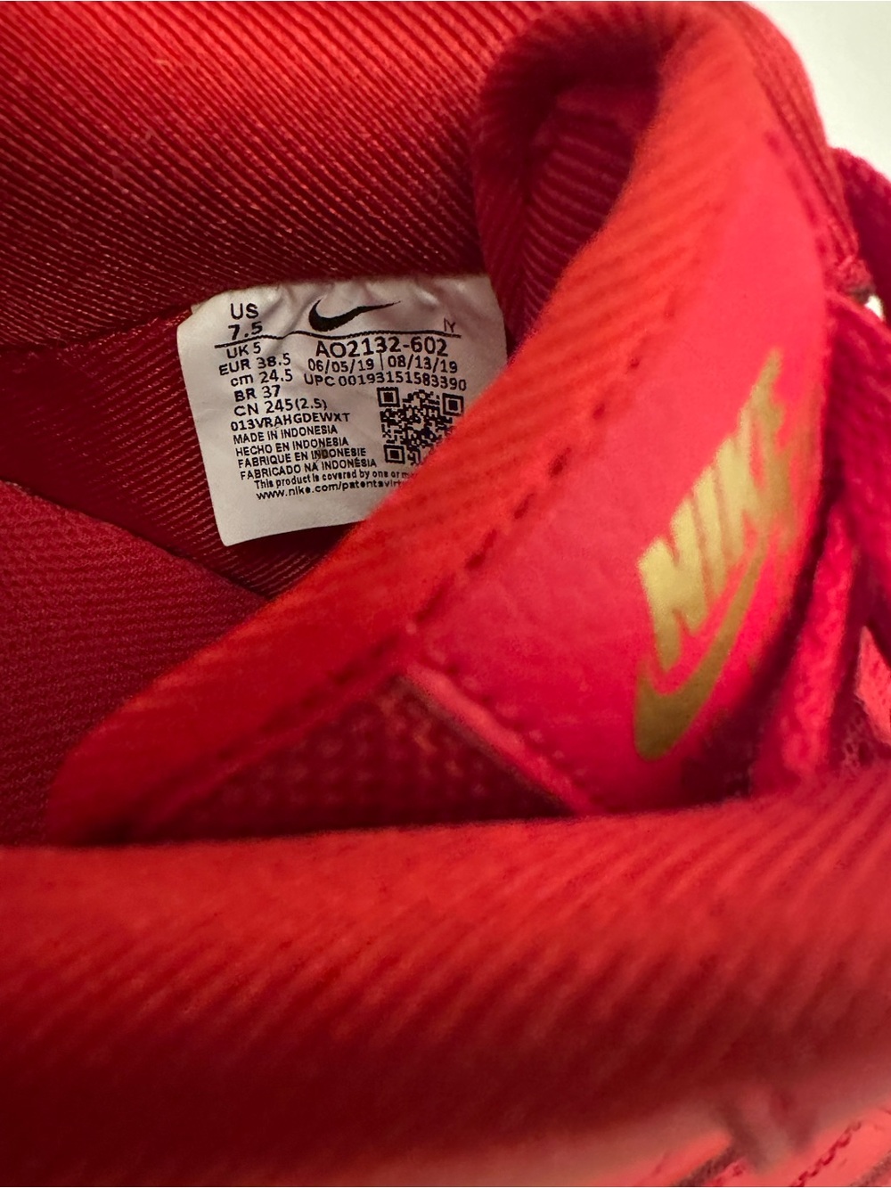 Women’s Nike Air Force 1 Low “Red Gold Swoosh” Size 7.5 - Picture 7 of 7
